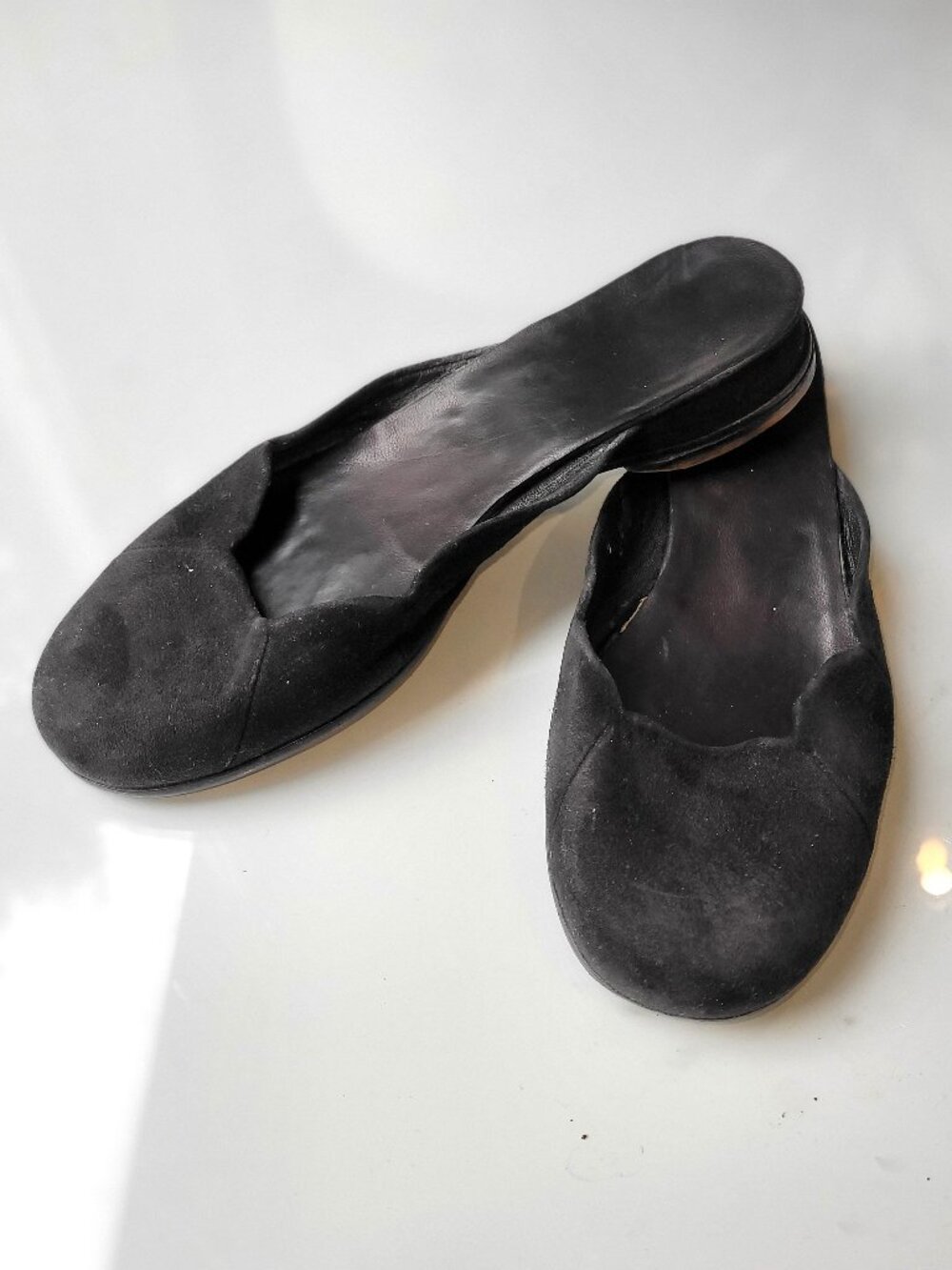 Black Suede Slip-on Minimalist Mules Women's Size 37.5 EU